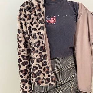italian faux-fur leopard hooded coat